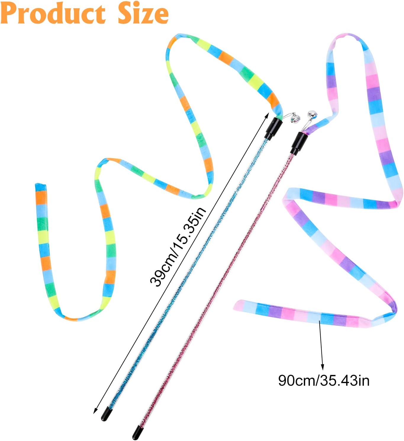 Colorful Ribbon Cat Teaser Wand Toys