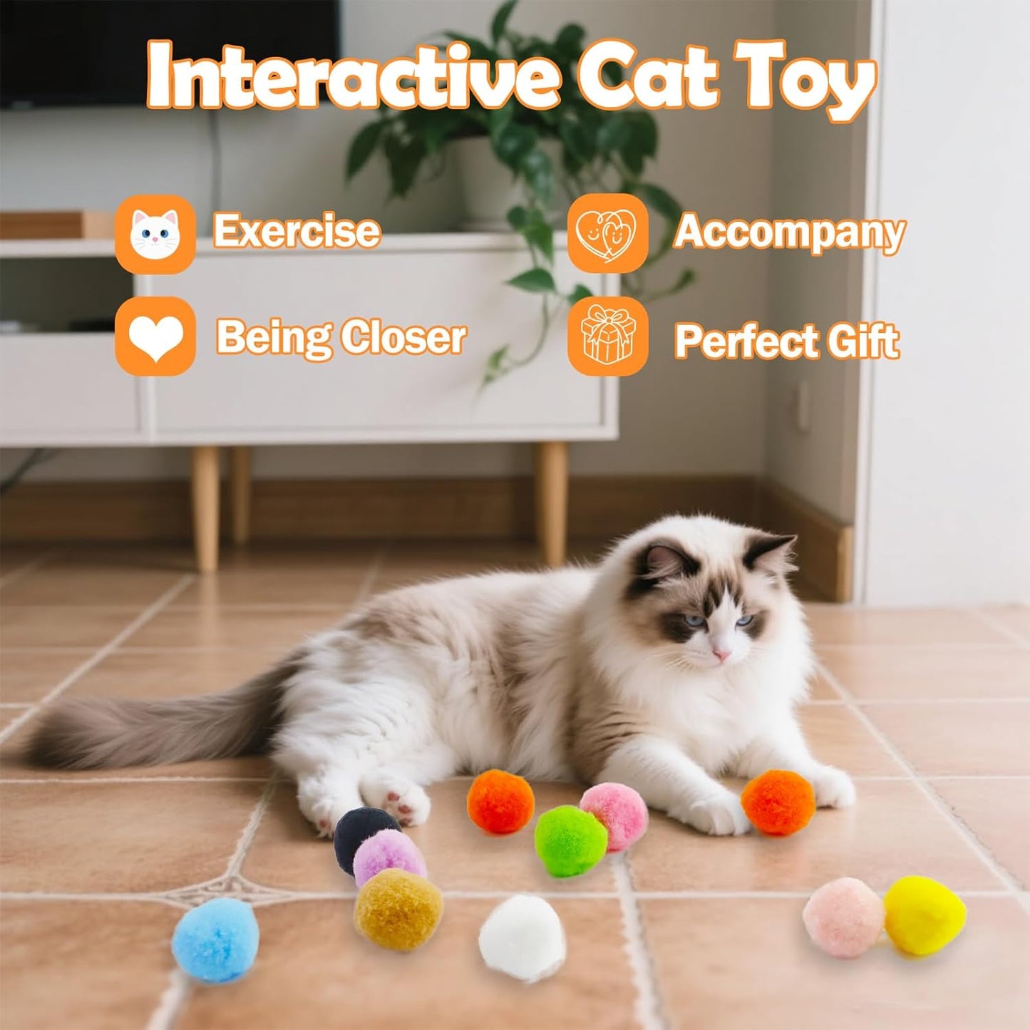 Cat Pom Pom Balls Launcher Set