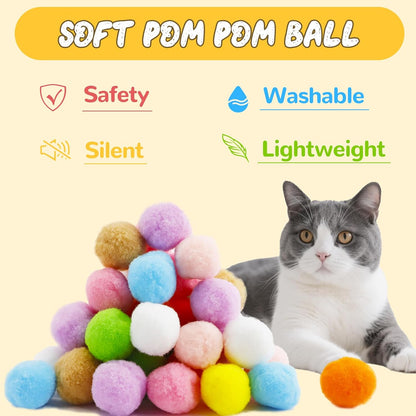 Cat Pom Pom Balls Launcher Set