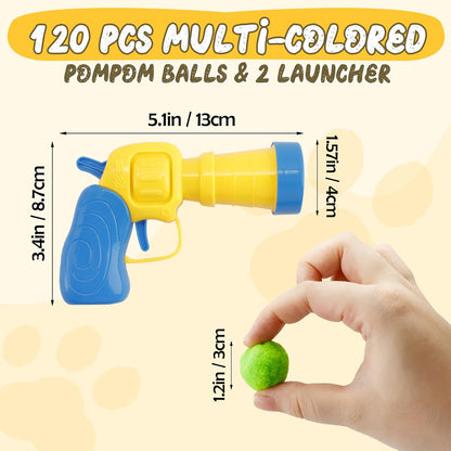 Cat Pom Pom Balls Launcher Set