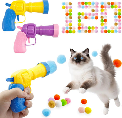 Cat Pom Pom Balls Launcher Set