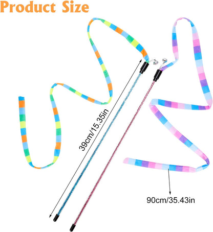 Colorful Ribbon Cat Teaser Wand Toys