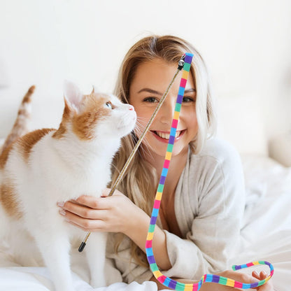 Colorful Ribbon Cat Teaser Wand Toys