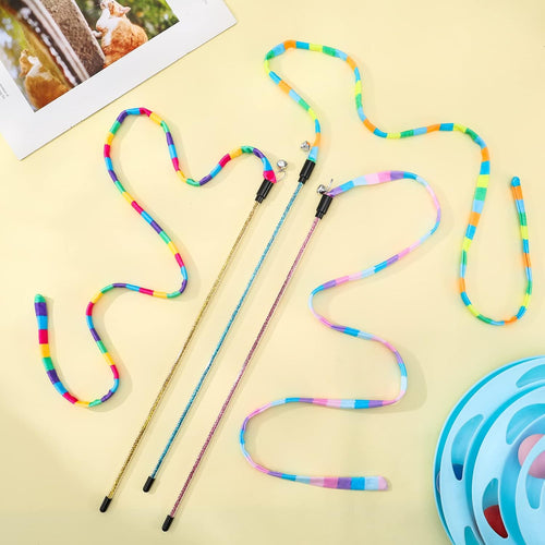 Colorful Ribbon Cat Teaser Wand Toys