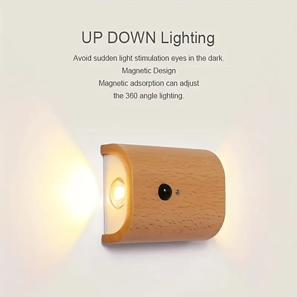 Moon Glow Wooden Wall Lamp