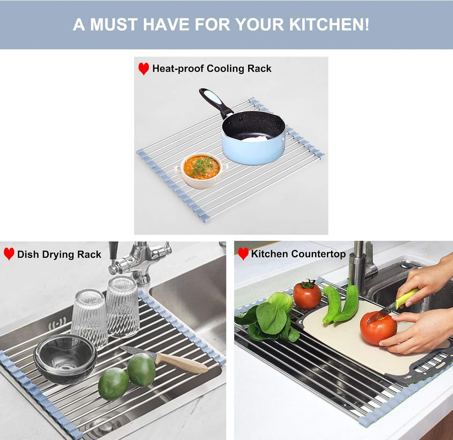 Roll Out Over Sink Drying Rack
