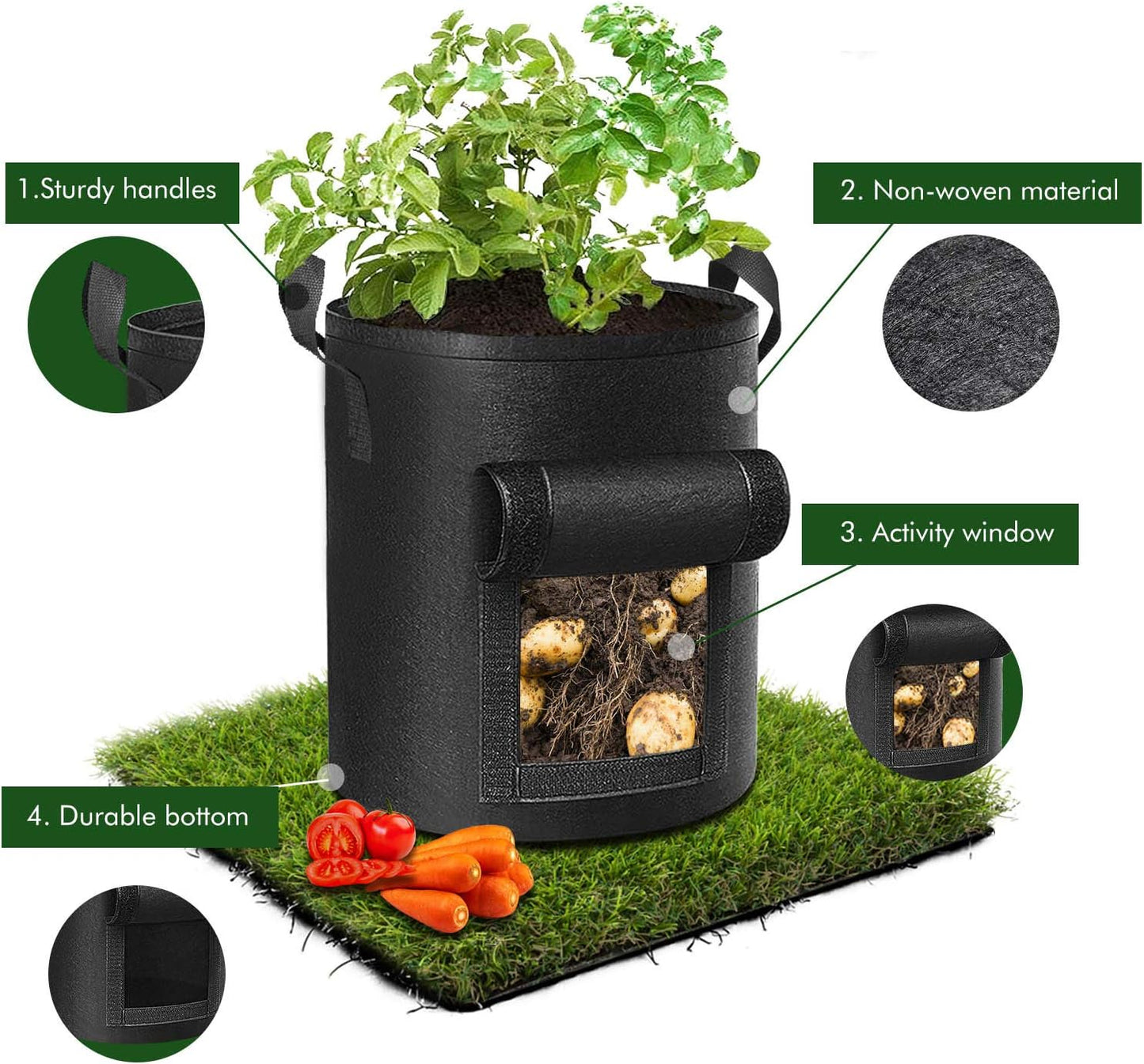 Thick Fabric Planting Bags with Window